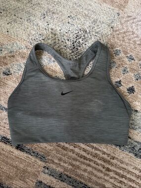 Nike Gray Racerback Seamless Sports Bra with Swoosh